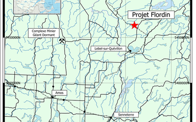 Carte montrant la propriété Flordin et les villes voisines