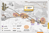 Carte indiquant l’endroit du projet O’Brien dans le quartier Cadillac à 50 kilomètres à l’est du centre-ville de Rouyn-Noranda.